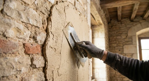 Mur de briques anciennes en extérieur présentant une surface texturée avec variations de teintes grises et noires