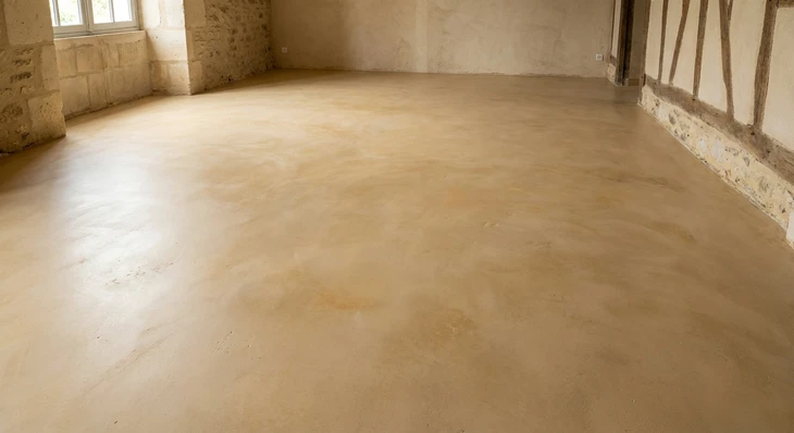 Extérieur rural avec bâtisse traditionnelle en pierre calcaire dorée